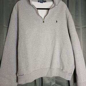 Polo Ralph Lauren Gray Pullover 1/4 Zip Sweater Mens XXL Cotton